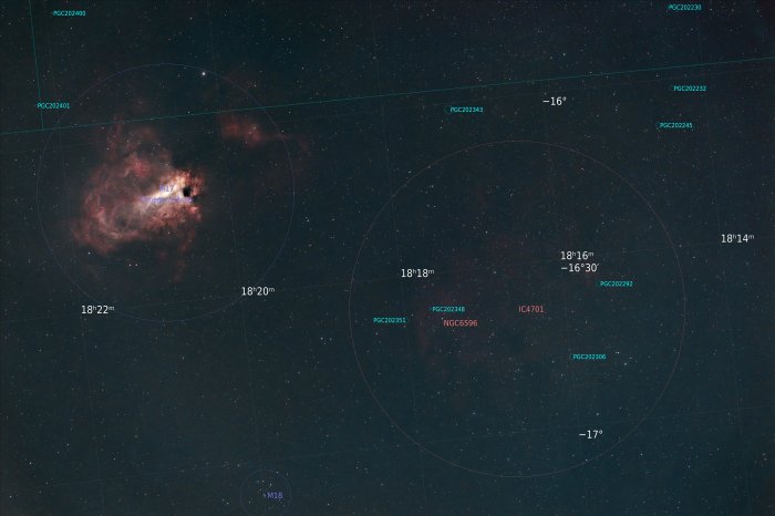 M17 Omega Nebula Annotated